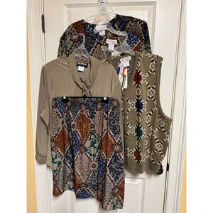 SG Sport Susan Graver 5 Piece Set 2X Two‎ Jackets Vest Blouse Skirt NWT